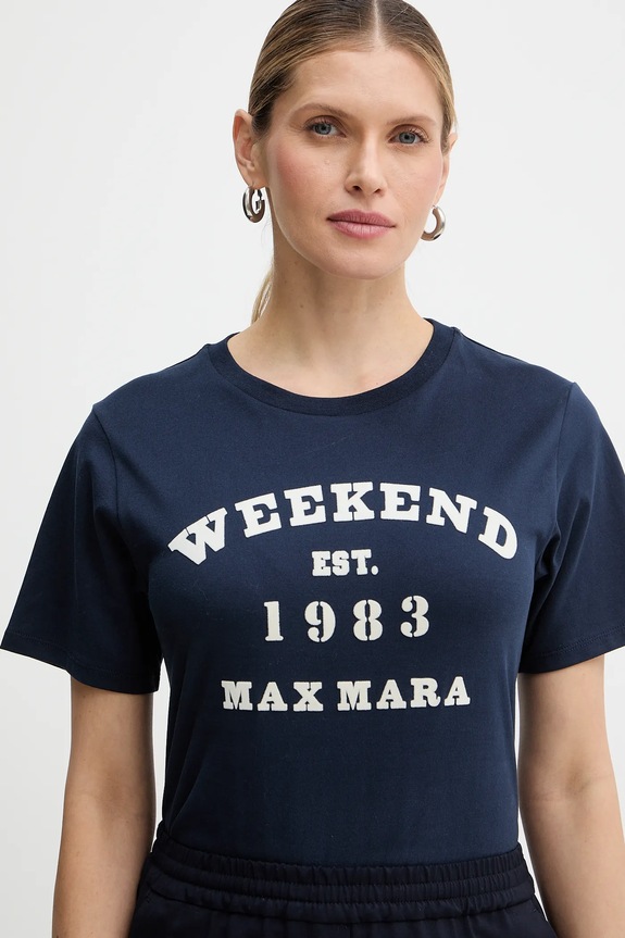 Bavlnené tričko Weekend Max Mara TENUE tmavomodrá 2615971051600