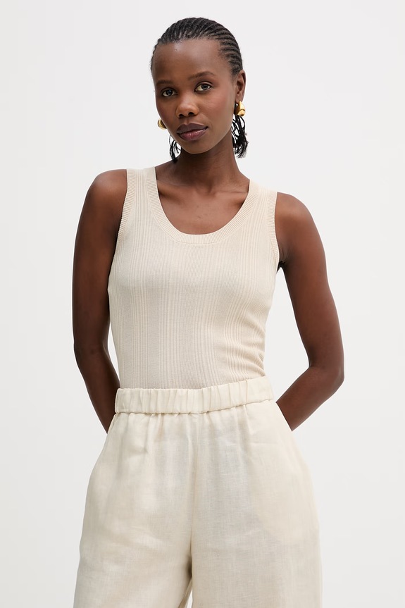 Weekend Max Mara top dámsky s viskózou COSE béžová 2615361012600