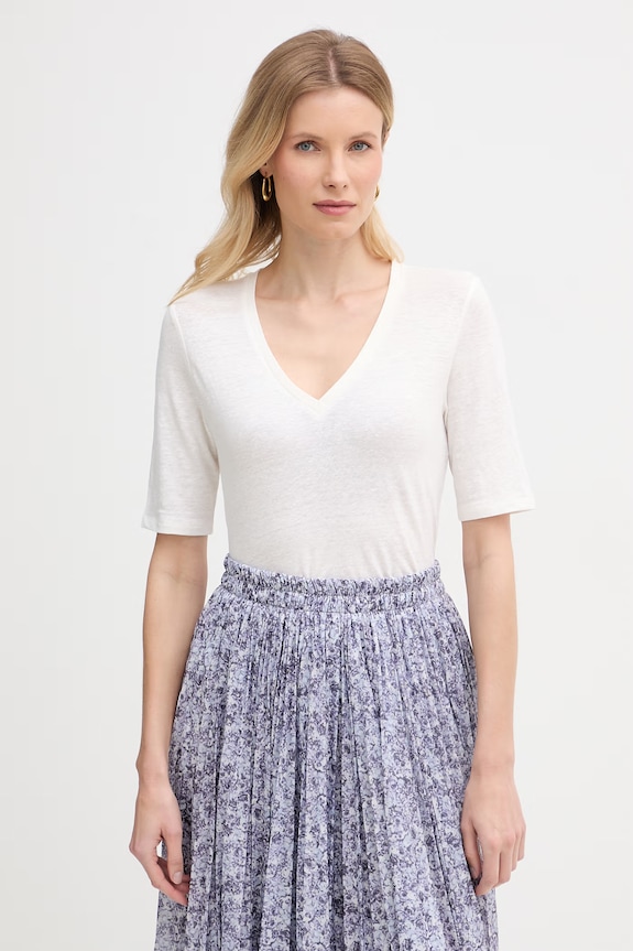 Weekend Max Mara t-shirt damski bawełniany OPZIONE beżowy 2615941042600