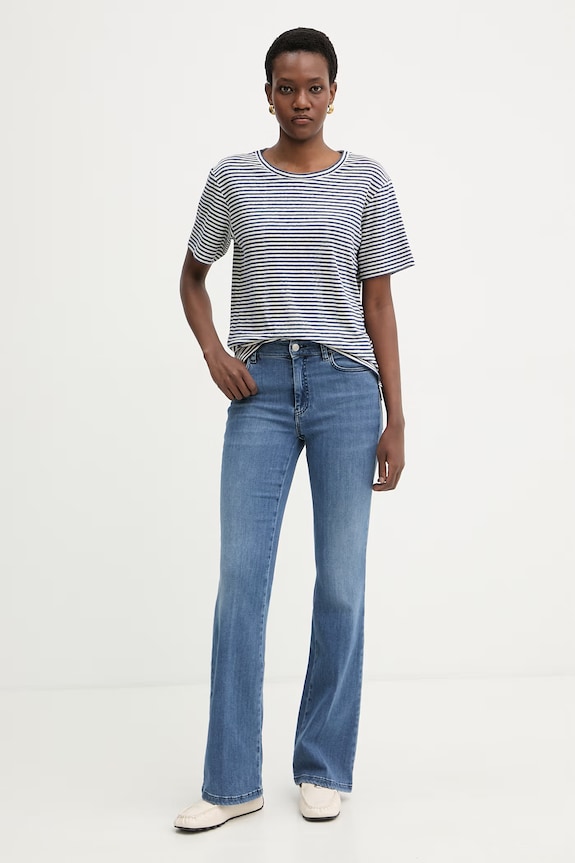Weekend Max Mara t-shirt damski z lnem PELOTA 2615941052600 granatowy SS26