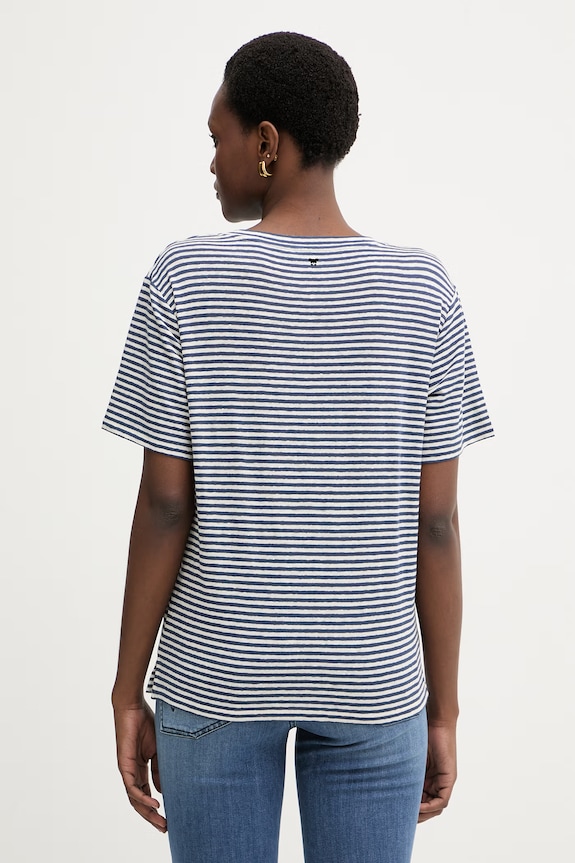 Odzież Weekend Max Mara t-shirt damski z lnem PELOTA 2615941052600 granatowy