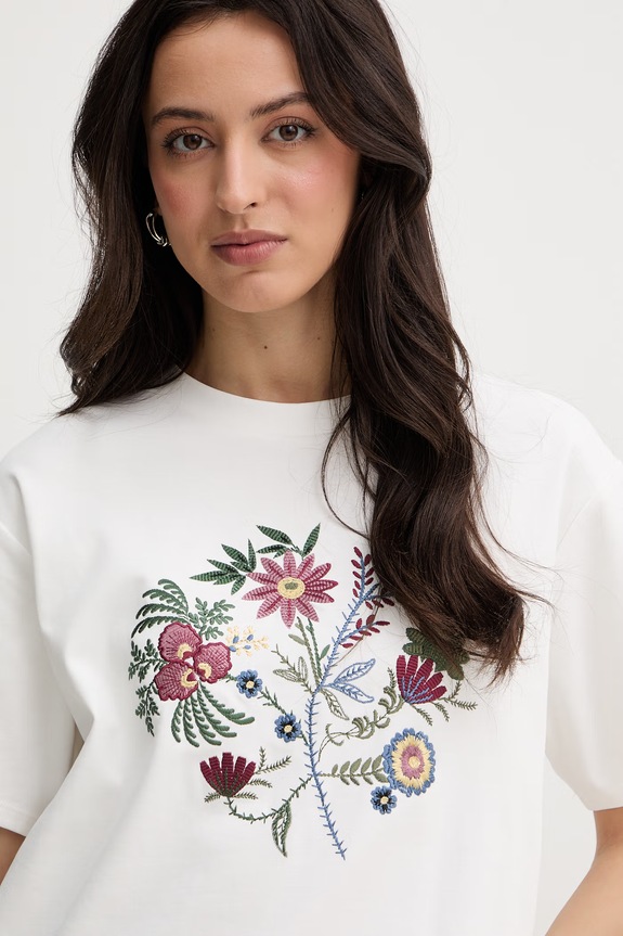 Weekend Max Mara t-shirt bawełniany SABATO 2615941112600 beżowy