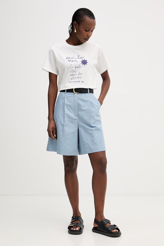 Weekend Max Mara t-shirt bawełniany PANTERA 2615971032600 biały SS26