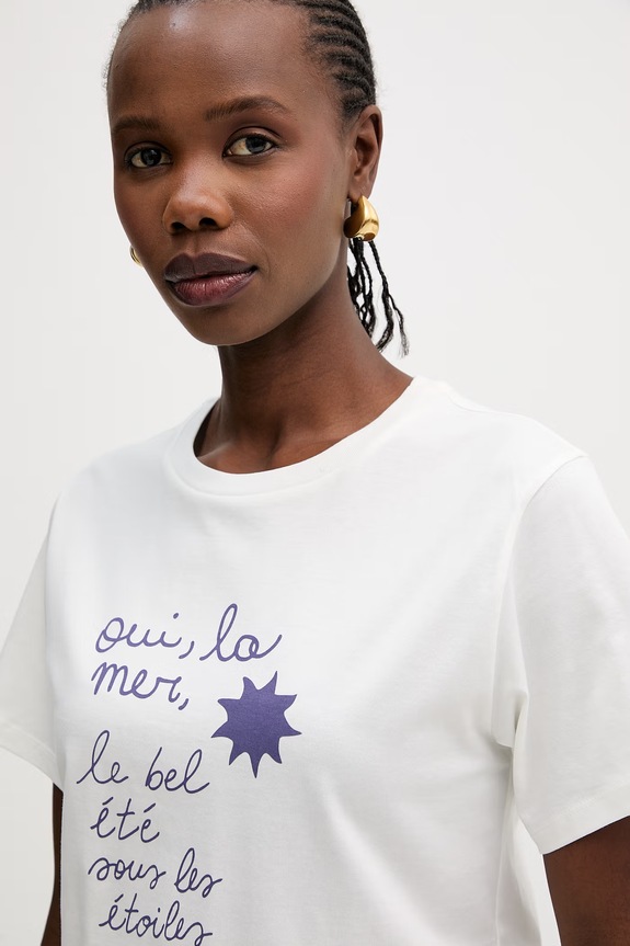 Weekend Max Mara t-shirt bawełniany PANTERA biały 2615971032600