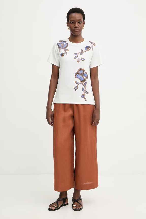 Weekend Max Mara pamut póló PANTERA 2615971032600 bézs SS26