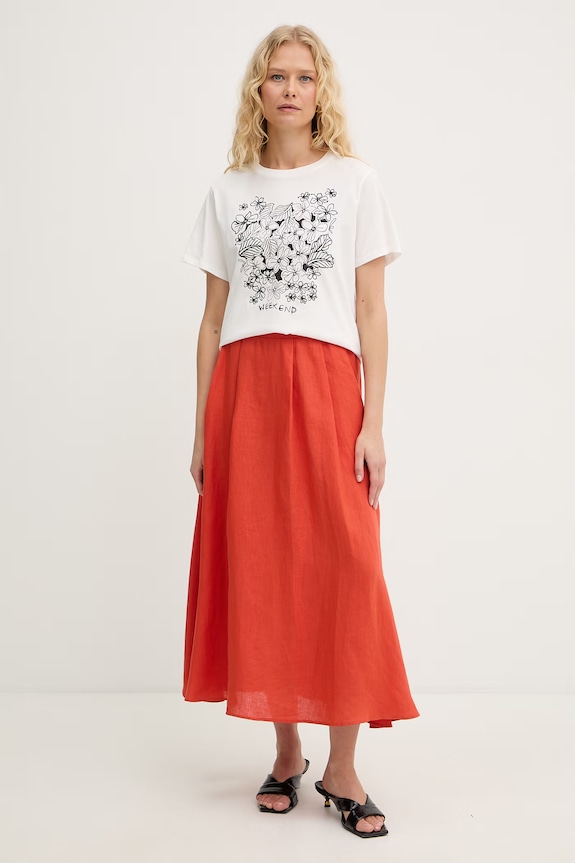 Памучна тениска Weekend Max Mara BORA 2615971042600 бял SS26