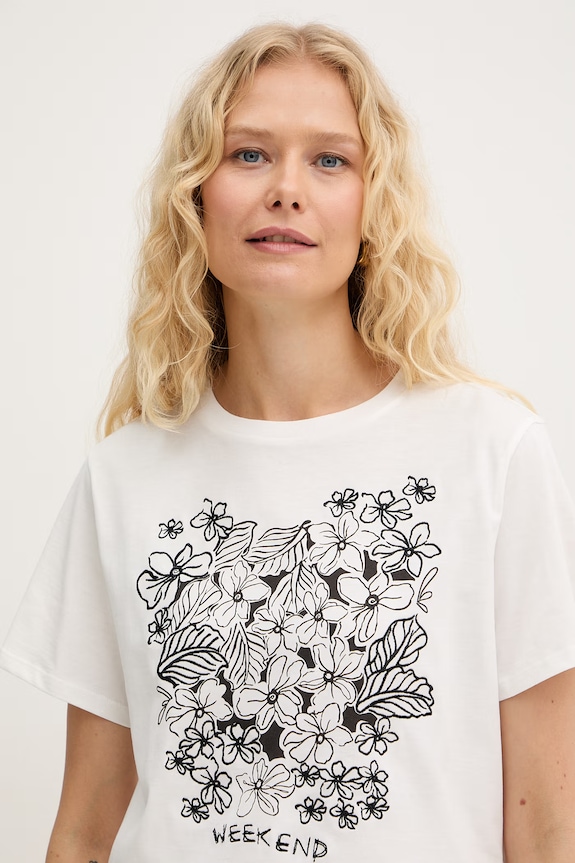Памучна тениска Weekend Max Mara BORA бял 2615971042600
