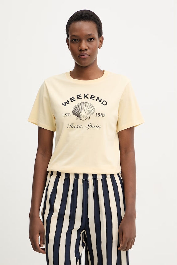 Βαμβακερό μπλουζάκι Weekend Max Mara BORA βαμβάκι κίτρινο 2615971042600