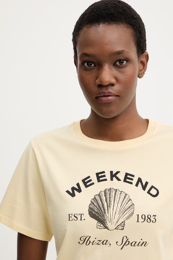 Βαμβακερό μπλουζάκι Weekend Max Mara BORA κίτρινο 2615971042600