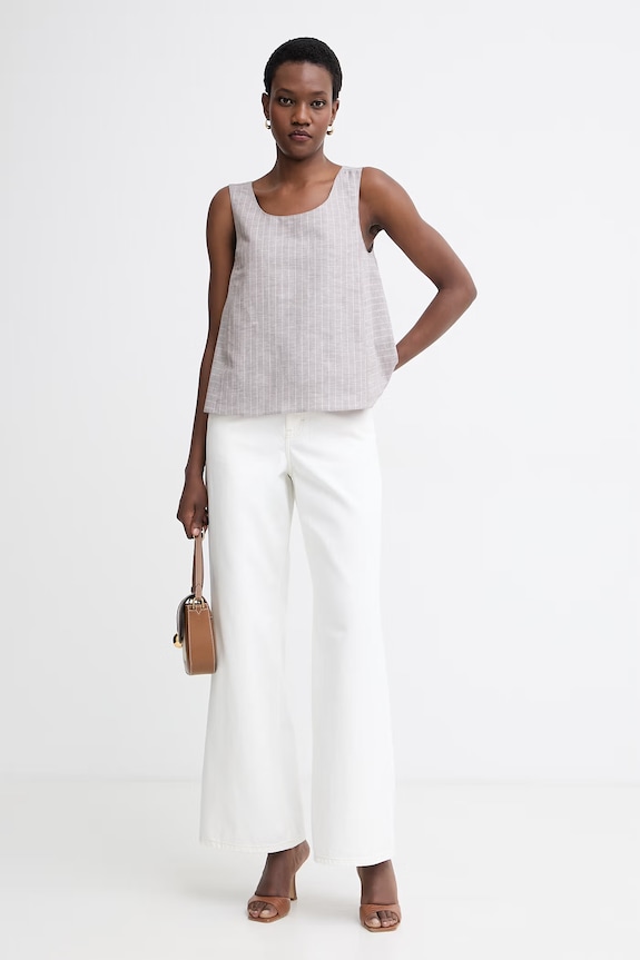 MM by Max Mara női blúz lenvászonnal CALIGA 2616161018600 bézs SS26