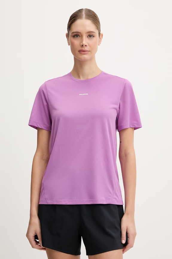 Salomon t-shirt treningowy SHKout regular fioletowy LC2776200
