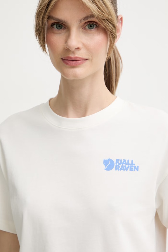 Fjallraven T-shirt αθλητικό γυναικείο βαμβακερό Forest Walk μπεζ F14600270