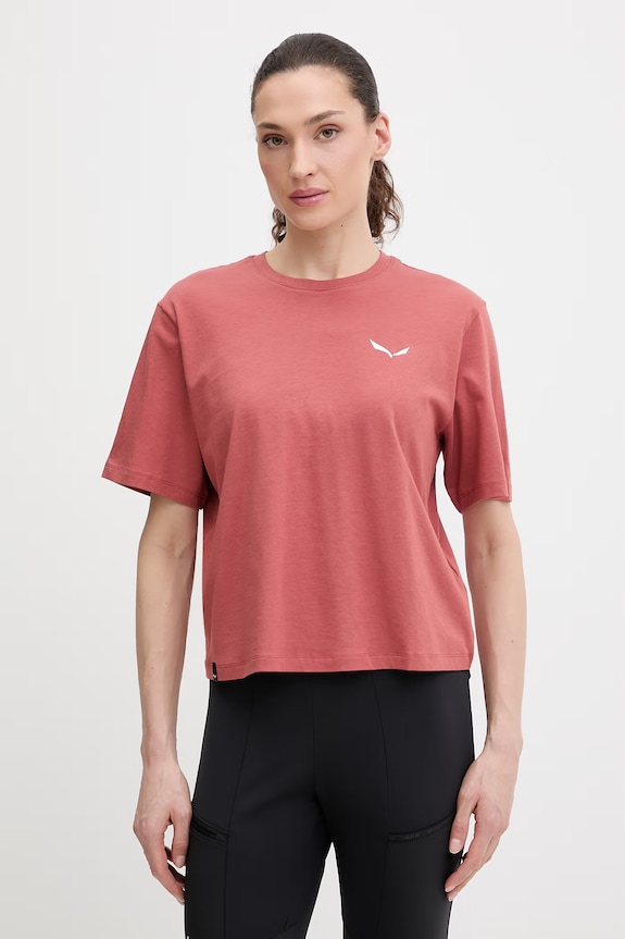 Sportovní triko Salewa EAGLE LOOSE potisk červená 00.0000029319
