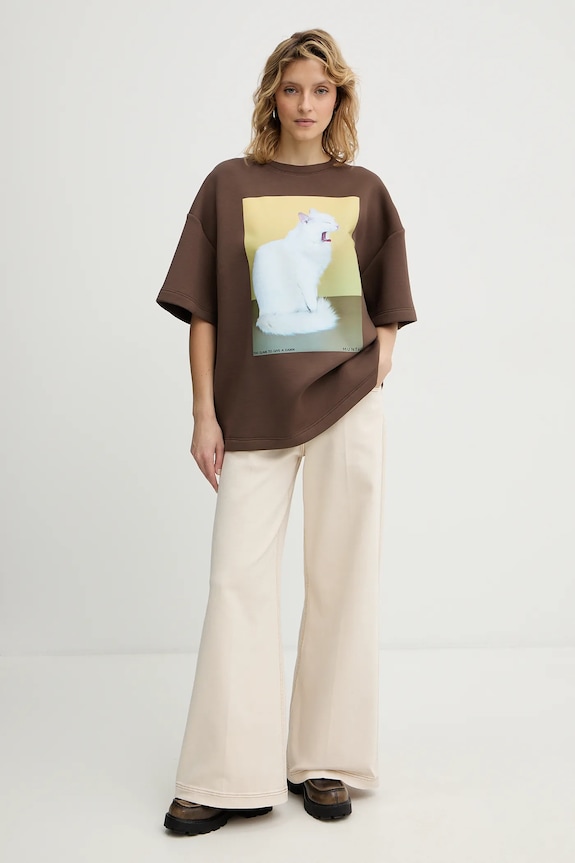 MUNTHE t-shirt RAPLOI 254112525463 brązowy SS26