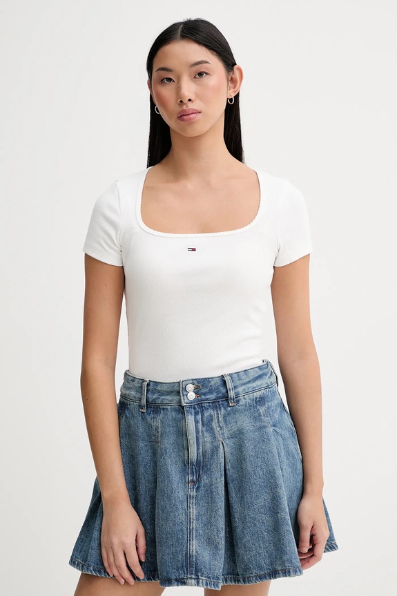 Tričko Tommy Jeans slim biela DW0DW21837