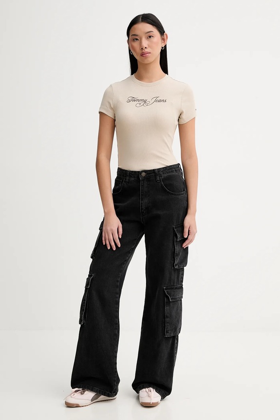 Тениска Tommy Jeans DW0DW21838 бежов SS26