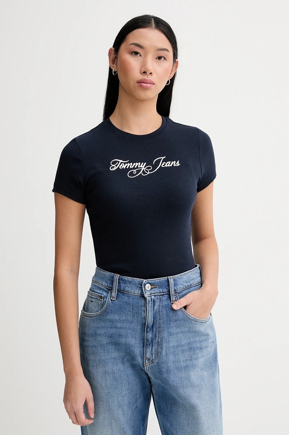Tričko Tommy Jeans slim námořnická modř DW0DW21838