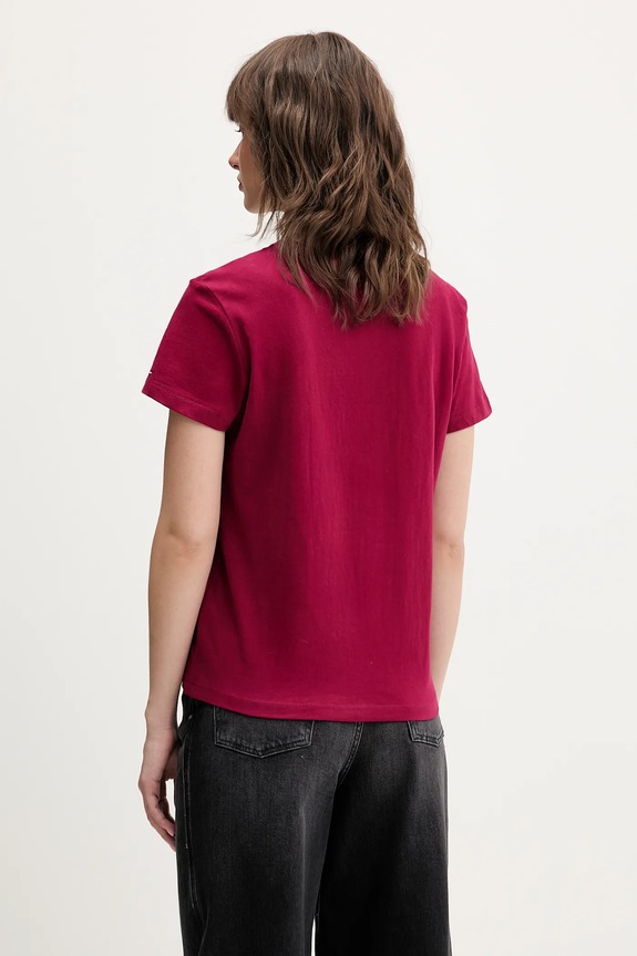 Oblečenie Bavlnené tričko Tommy Jeans DW0DW21842 burgundské
