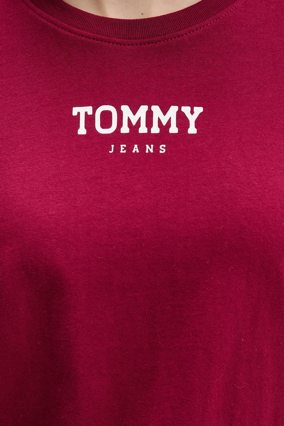 Bavlnené tričko Tommy Jeans DW0DW21842 burgundské