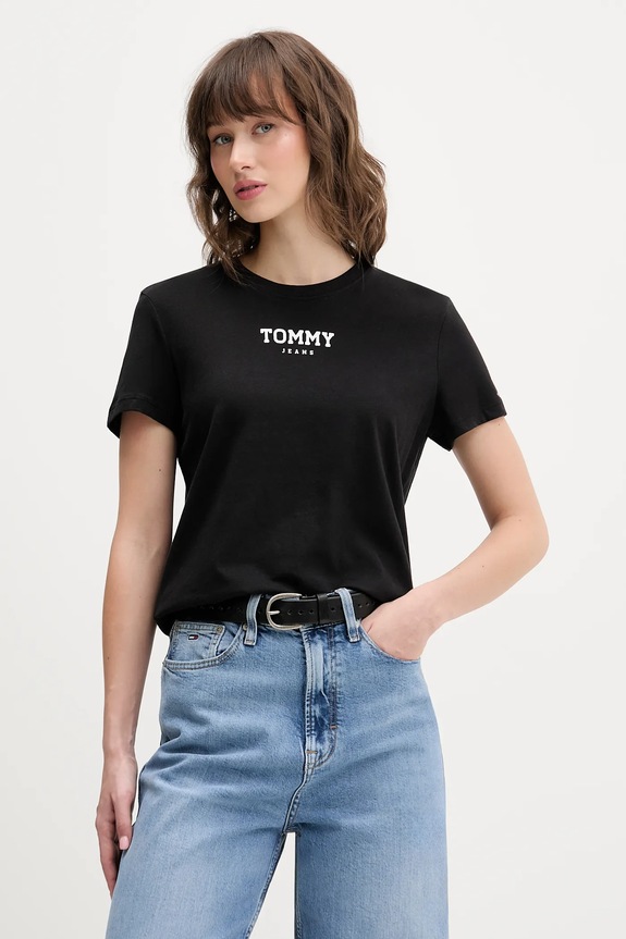 Tommy Jeans tricou din bumbac uni negru DW0DW21842