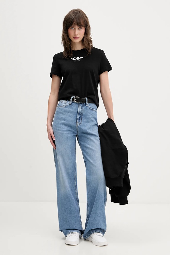Tommy Jeans tricou din bumbac DW0DW21842 negru SS26