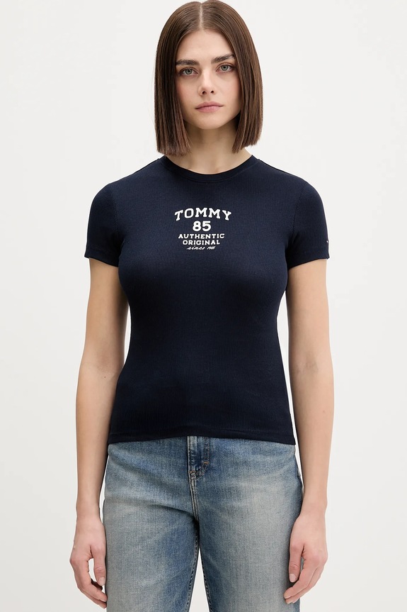 Tričko Tommy Jeans potlač tmavomodrá DW0DW21849