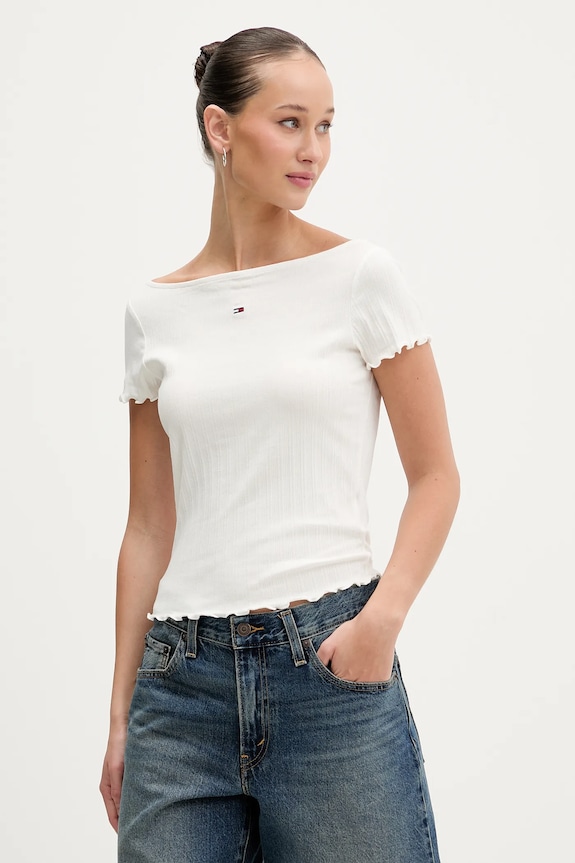 Tommy Jeans tricou uni bej DW0DW22460