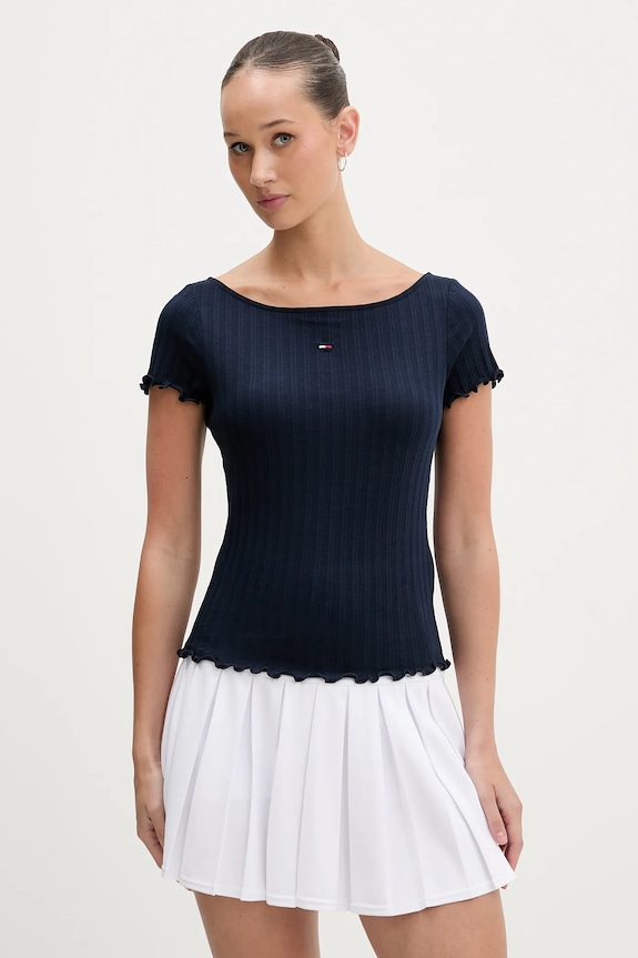 Tommy Jeans t-shirt z elastanem granatowy DW0DW22460