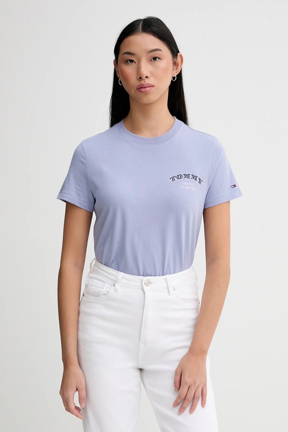 Tommy Jeans pamut póló pamut lila DW0DW22516