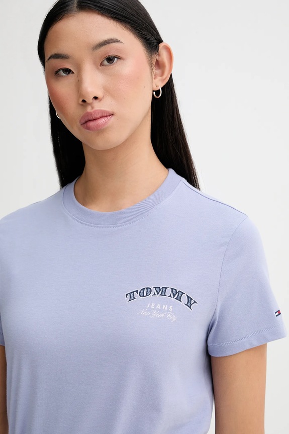Tommy Jeans pamut póló lila DW0DW22516