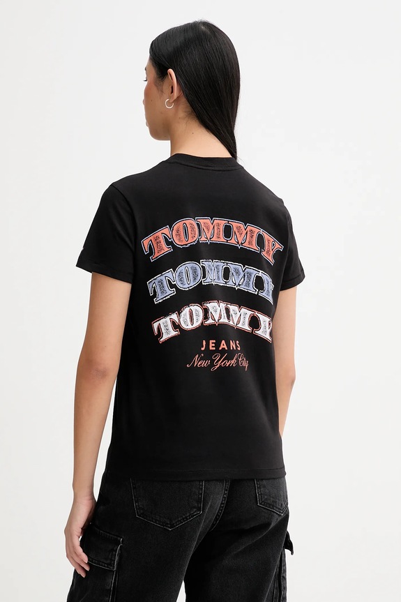 Ruházat Tommy Jeans pamut póló DW0DW22516 fekete