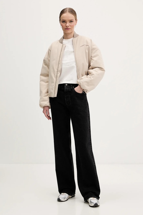 Βαμβακερό μπλουζάκι Tommy Jeans DW0DW22539 μπεζ SS26