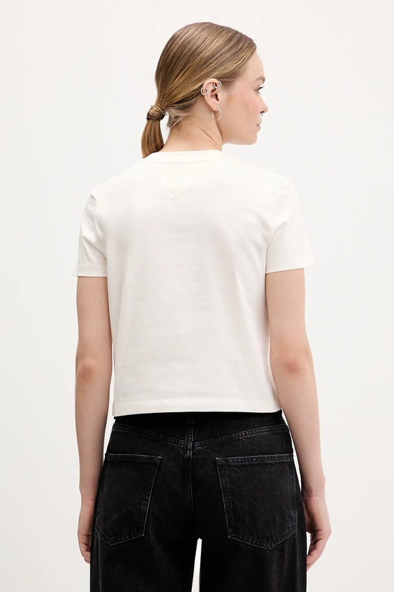 Ρούχα Βαμβακερό μπλουζάκι Tommy Jeans DW0DW22539 μπεζ