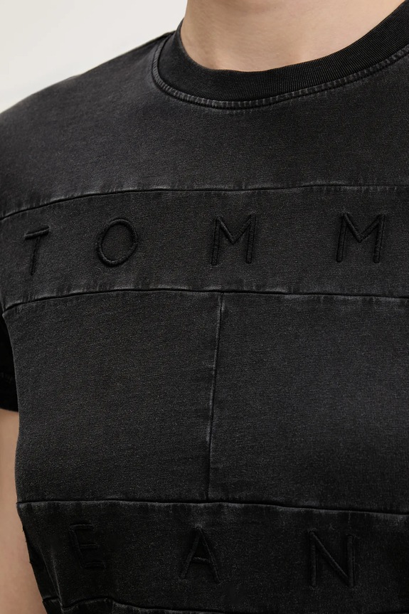 Bombažna kratka majica Tommy Jeans DW0DW22539 črna