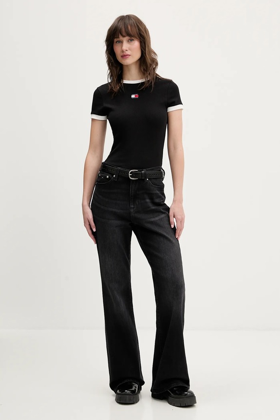 Tommy Jeans tricou DW0DW22575 negru SS26