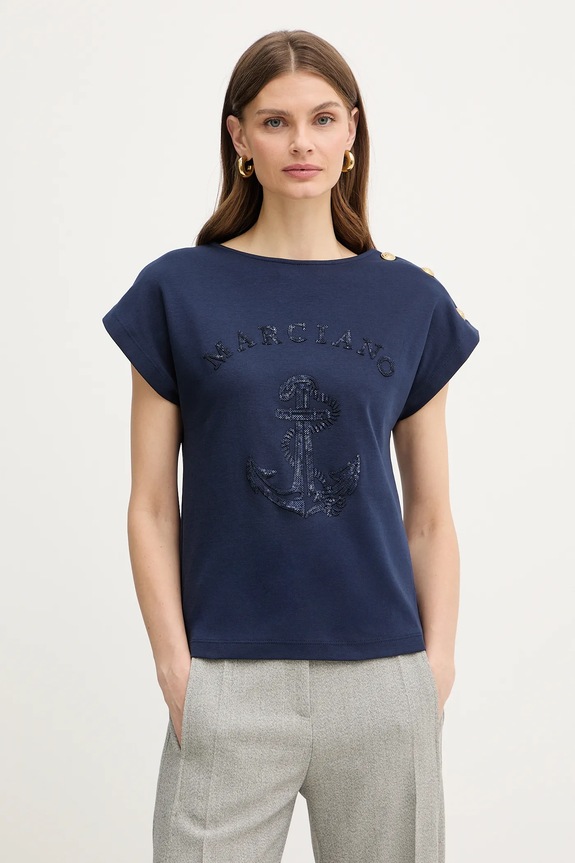 Marciano by Guess t-shirt in cotone LYRIS applique blu 6RGI03.6362A