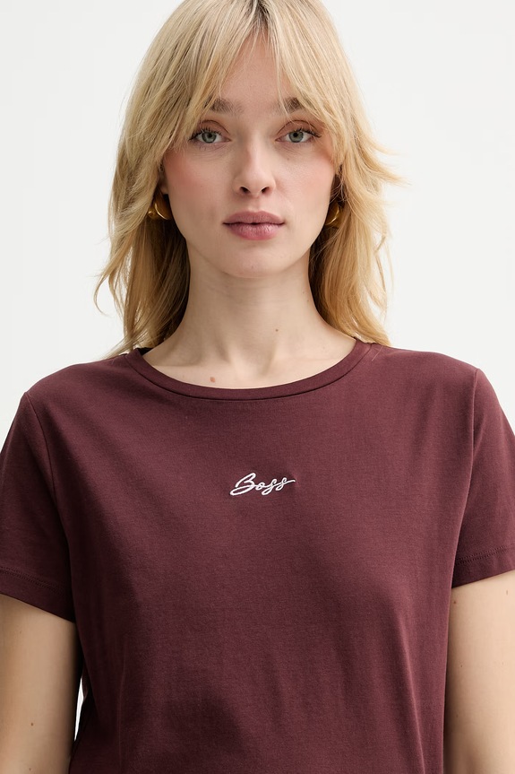 BOSS Orange t-shirt bawełniany C Elove embro brązowy 50554696