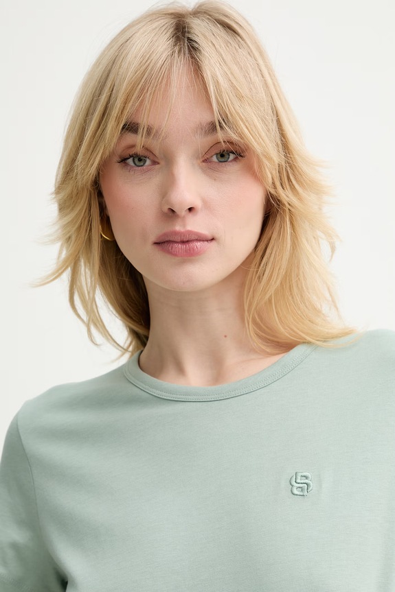 BOSS tricou din amestec de mătase Eventsa9 verde 50555071