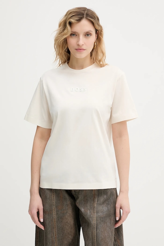 BOSS t-shirt bawełniany Eharpa3 bawełna beżowy 50563283