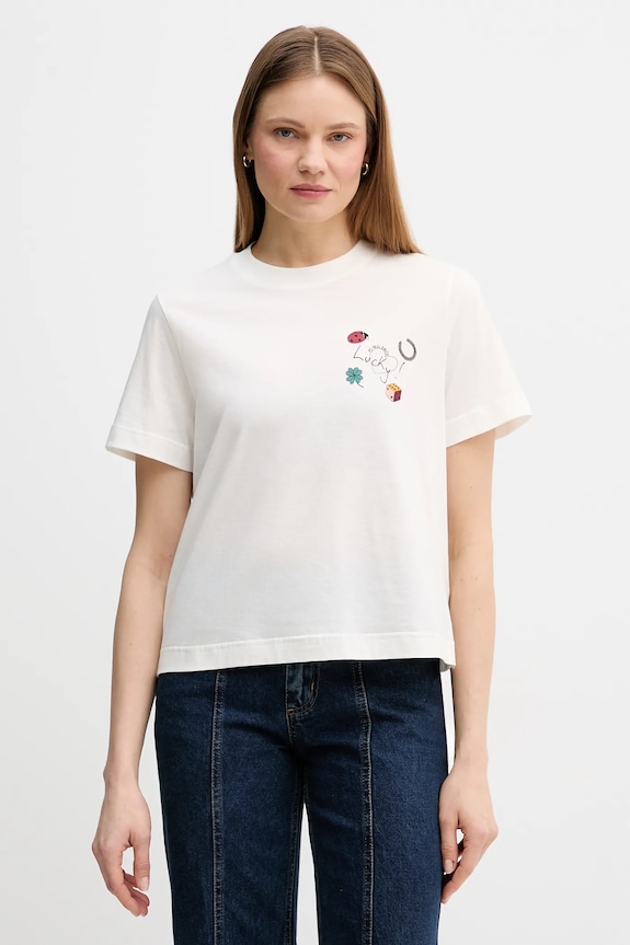 PS Paul Smith tricou din bumbac print bej W2R.430V.VP5567