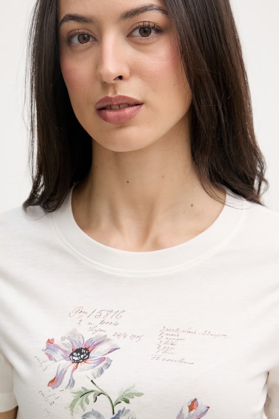 PS Paul Smith T-shirt damski bawełniany beżowy W2R.429V.VP5769