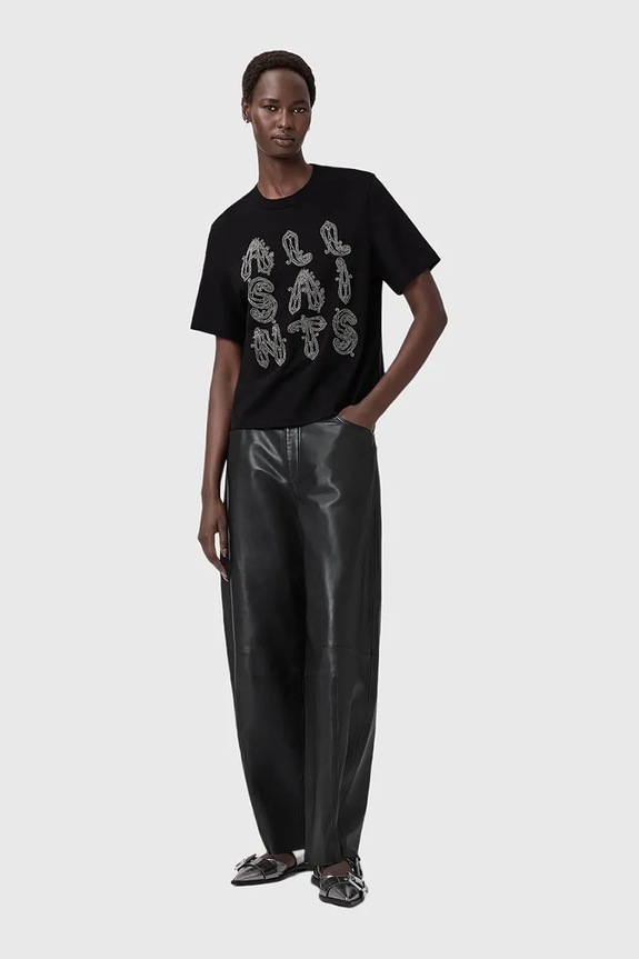 Ρούχα Βαμβακερό μπλουζάκι AllSaints W148JD μαύρο