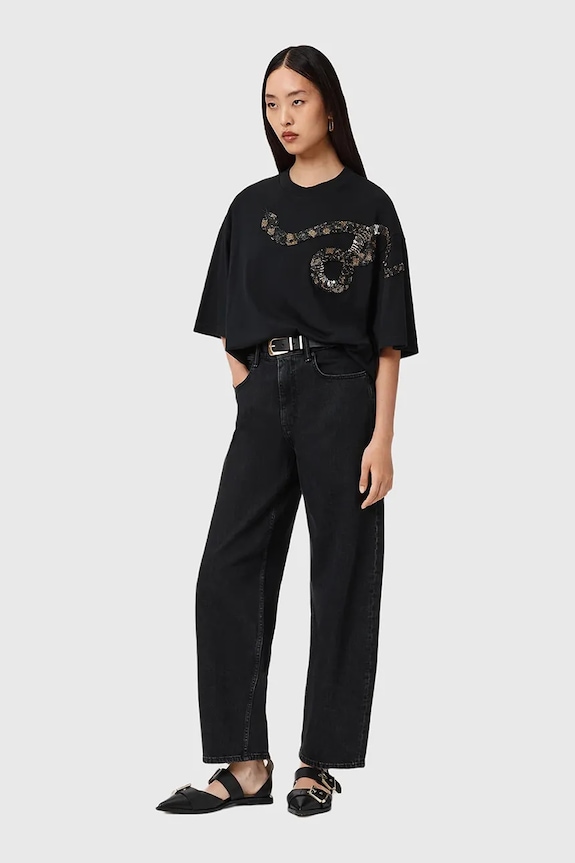 Ρούχα Βαμβακερό μπλουζάκι AllSaints W152JD μαύρο