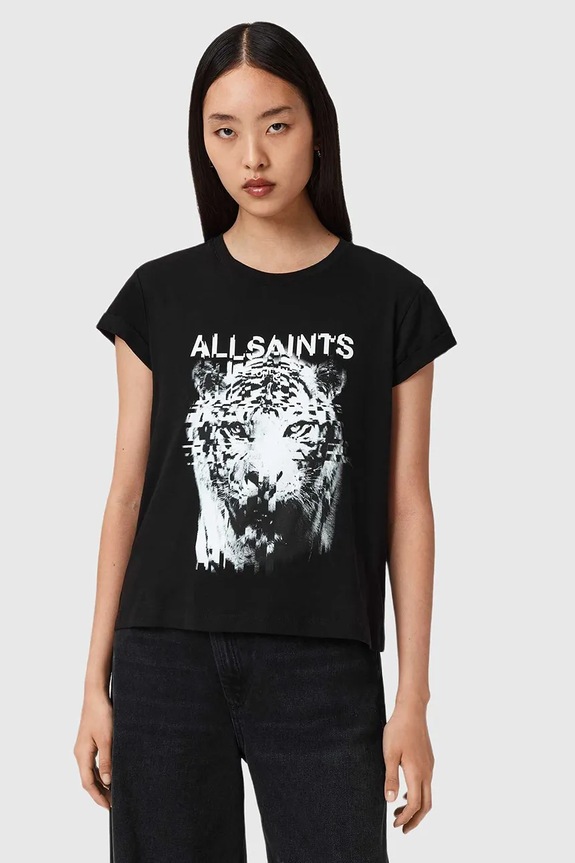 AllSaints t-shirt bawełniany nadruk czarny W106JD