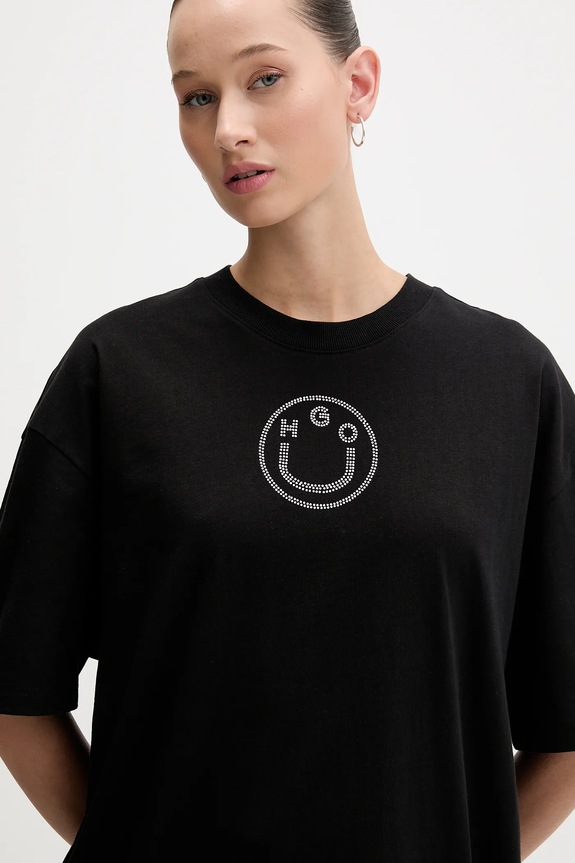 Hugo Blue tricou din bumbac Oversized _Tee_B_9 negru 50554940