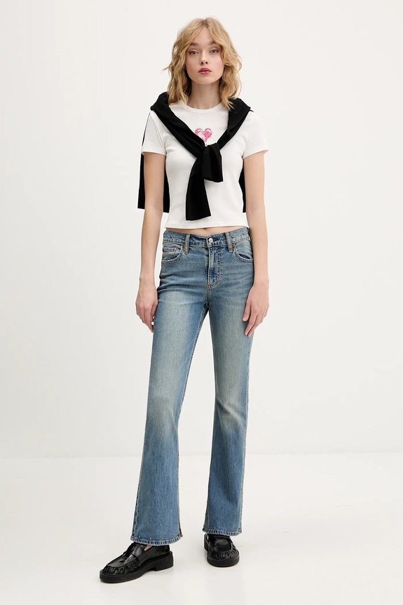 Βαμβακερό μπλουζάκι Hugo Blue Dever_B_2 50562240 λευκό SS26