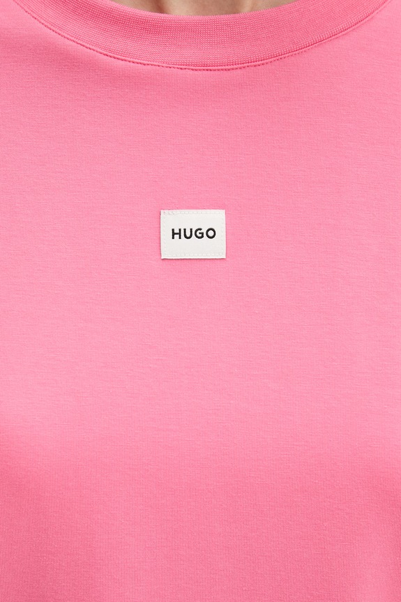 HUGO oversize tričko dámske s modalom SIGNATURE_TSHIRT 50556807 ružová