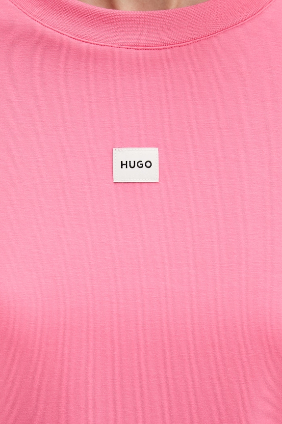 HUGO oversize tričko dámske s modalom SIGNATURE_TSHIRT 50556807 ružová