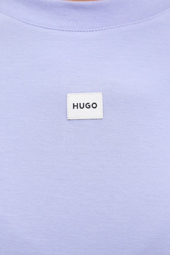 HUGO T-shirt oversize damski z modalem SIGNATURE_TSHIRT 50556807 fioletowy