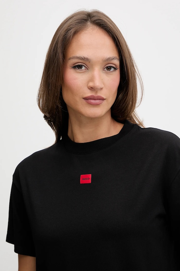 HUGO oversize kratka majica ženska z modalom SIGNATURE_TSHIRT črna 50556807